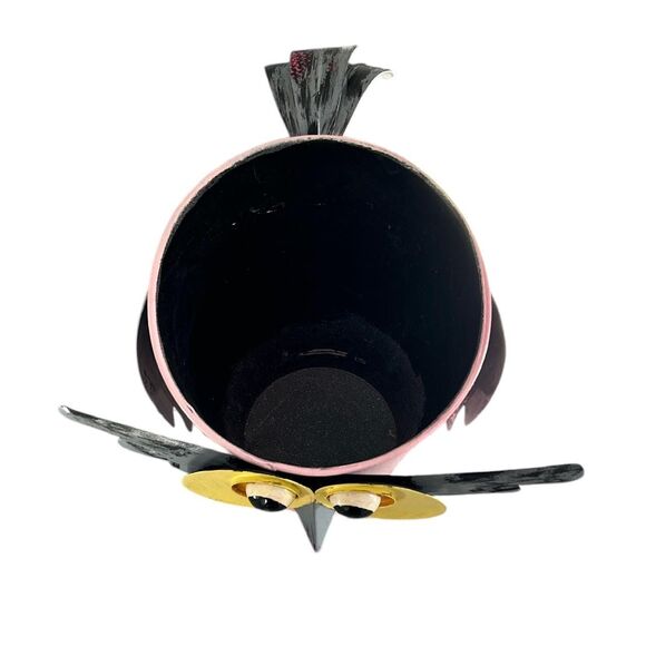 Large Eyed Metal Pink Owl Planter - Picture 4 of 5